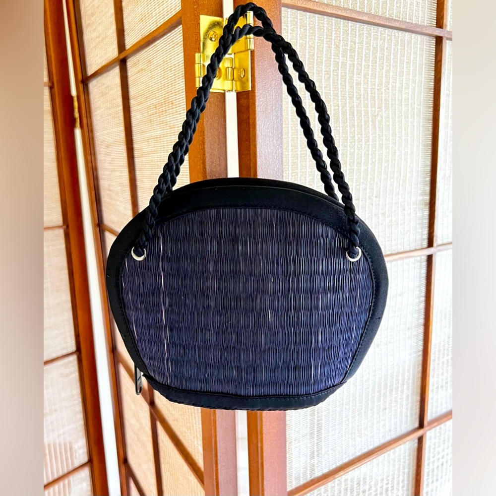 Baskets of Cambodia! small black basket woven exterior cloth interior purse